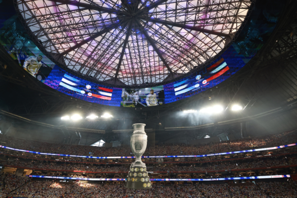 ATLANTA, GEORGIA - JUNE 20: General view of the Mercedes-Benz Stadium prior to the CONMEBOL Copa America group A match between Argentina and Canada at Mercedes-Benz Stadium on June 20, 2024 in Atlanta, Georgia. 