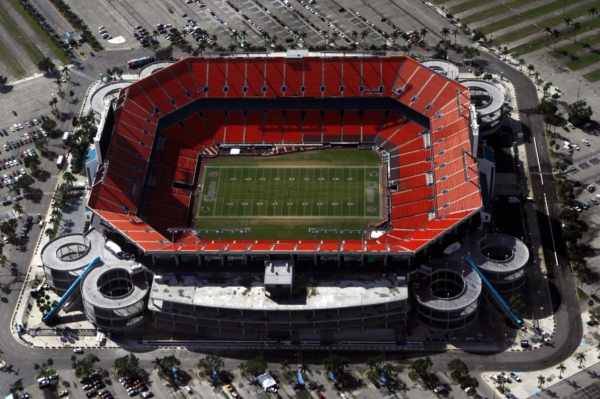 MIAMI - DECEMBER 7: An aerial view shows Dolphin Stadium in Miami, Florida on December 7, 2006.